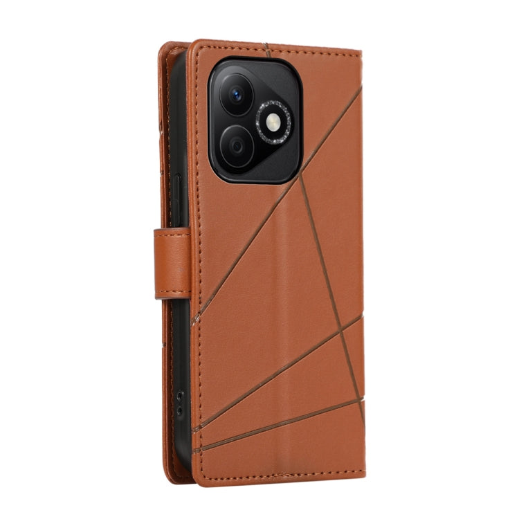 For Honor X60i PU Genuine Leather Texture Embossed Line Phone Case