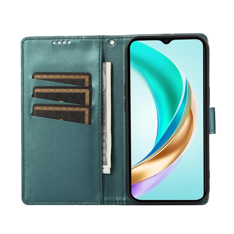For Honor X60i PU Genuine Leather Texture Embossed Line Phone Case