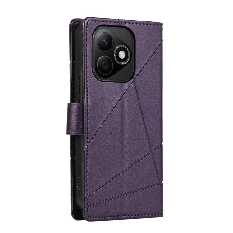For Honor X60i PU Genuine Leather Texture Embossed Line Phone Case