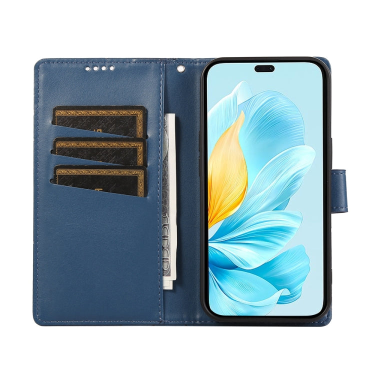 For Honor 200 Lite Global PU Genuine Leather Texture Embossed Line Phone Case