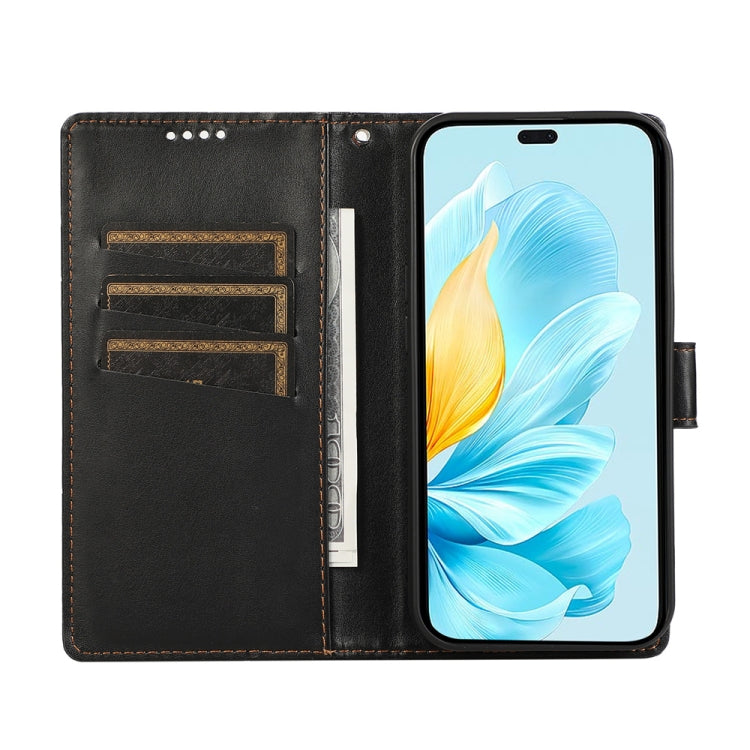For Honor 200 Lite Global PU Genuine Leather Texture Embossed Line Phone Case