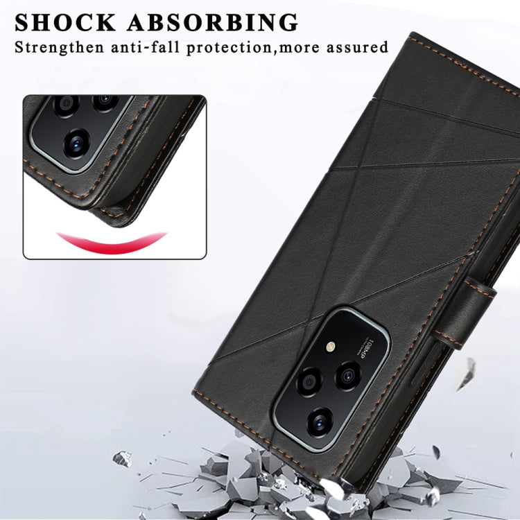 For Honor 200 Lite Global PU Genuine Leather Texture Embossed Line Phone Case