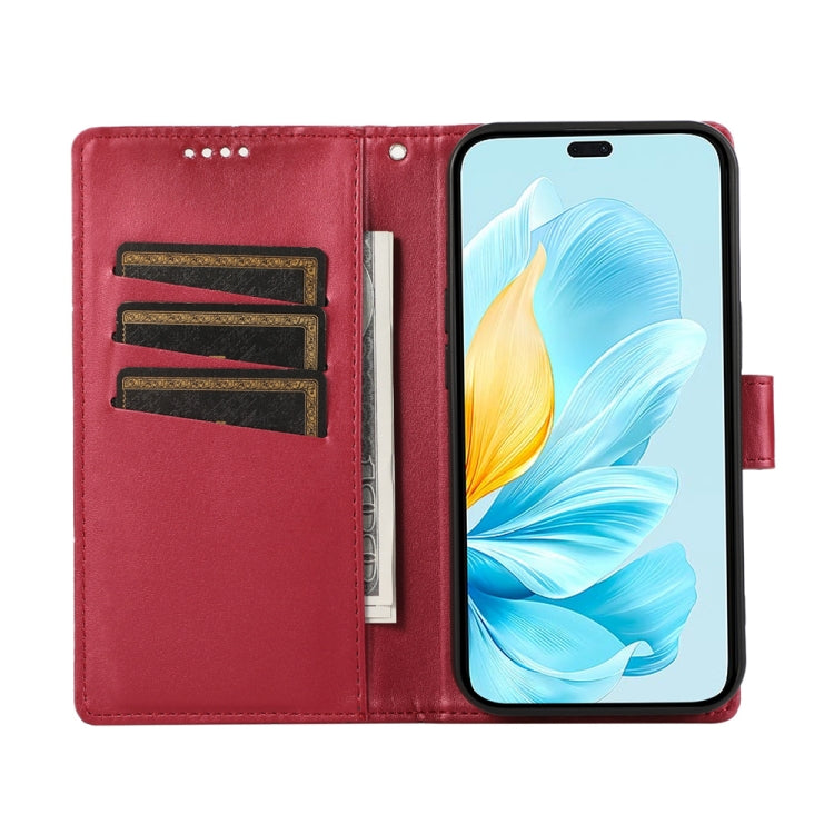 For Honor 200 Lite Global PU Genuine Leather Texture Embossed Line Phone Case