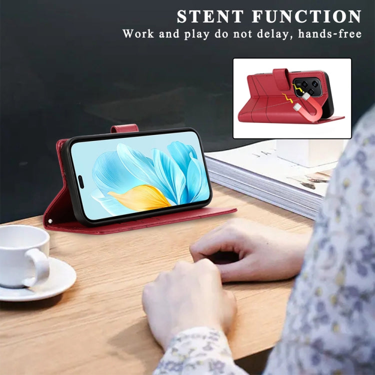 For Honor 200 Lite Global PU Genuine Leather Texture Embossed Line Phone Case