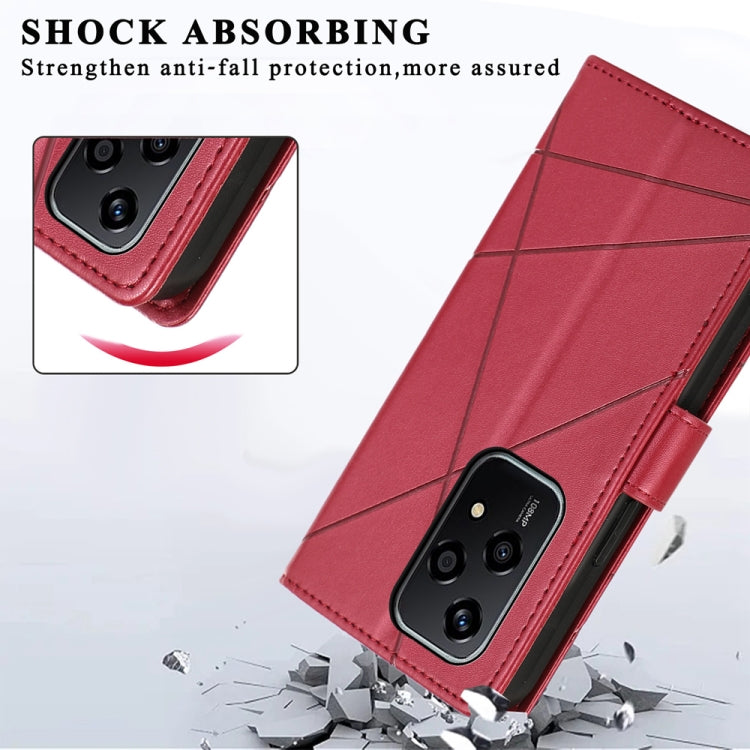 For Honor 200 Lite Global PU Genuine Leather Texture Embossed Line Phone Case