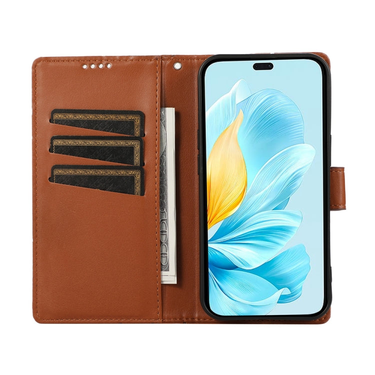 For Honor 200 Lite Global PU Genuine Leather Texture Embossed Line Phone Case