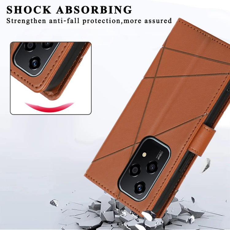 For Honor 200 Lite Global PU Genuine Leather Texture Embossed Line Phone Case