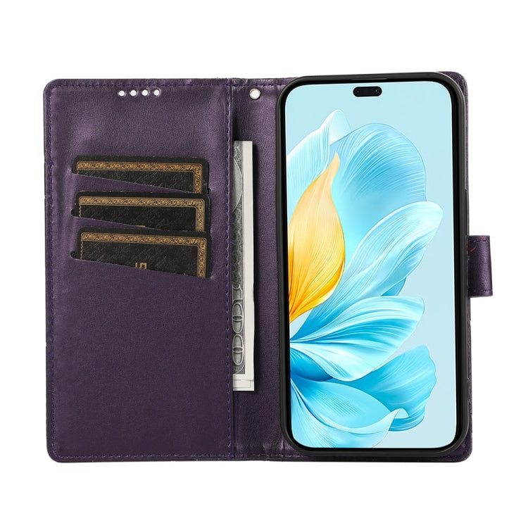 For Honor 200 Lite Global PU Genuine Leather Texture Embossed Line Phone Case