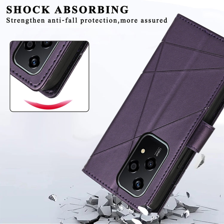 For Honor 200 Lite Global PU Genuine Leather Texture Embossed Line Phone Case