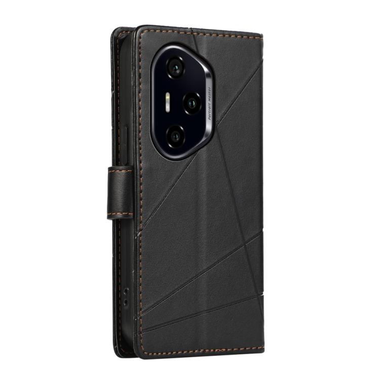 For Honor 300 Pro / 300 Ultra PU Genuine Leather Texture Embossed Line Phone Case