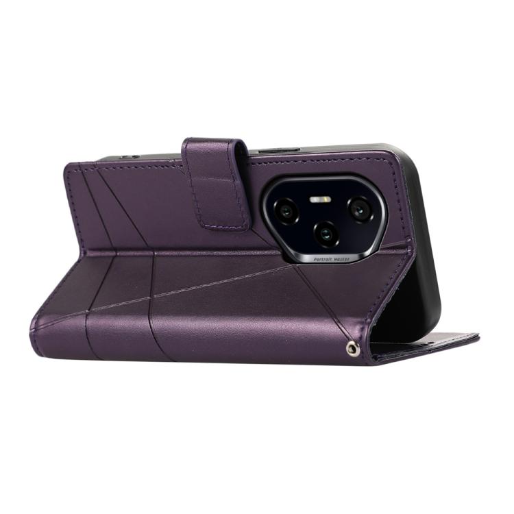 For Honor 300 Pro / 300 Ultra PU Genuine Leather Texture Embossed Line Phone Case