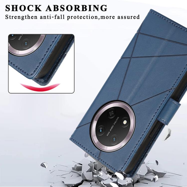For Honor X9c Global / Magic7 Lite PU Genuine Leather Texture Embossed Line Phone Case