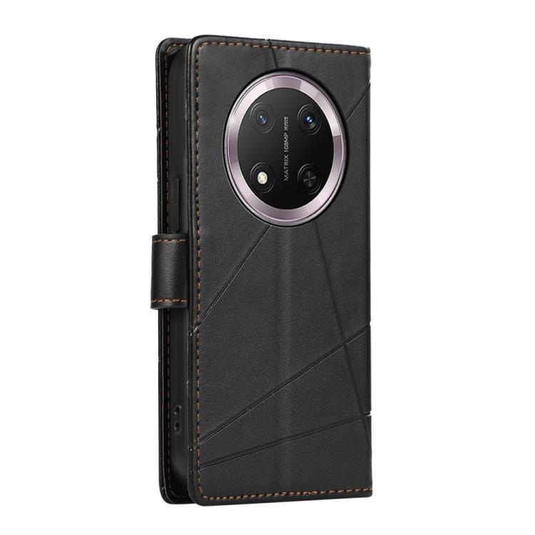 For Honor X9c Global / Magic7 Lite PU Genuine Leather Texture Embossed Line Phone Case