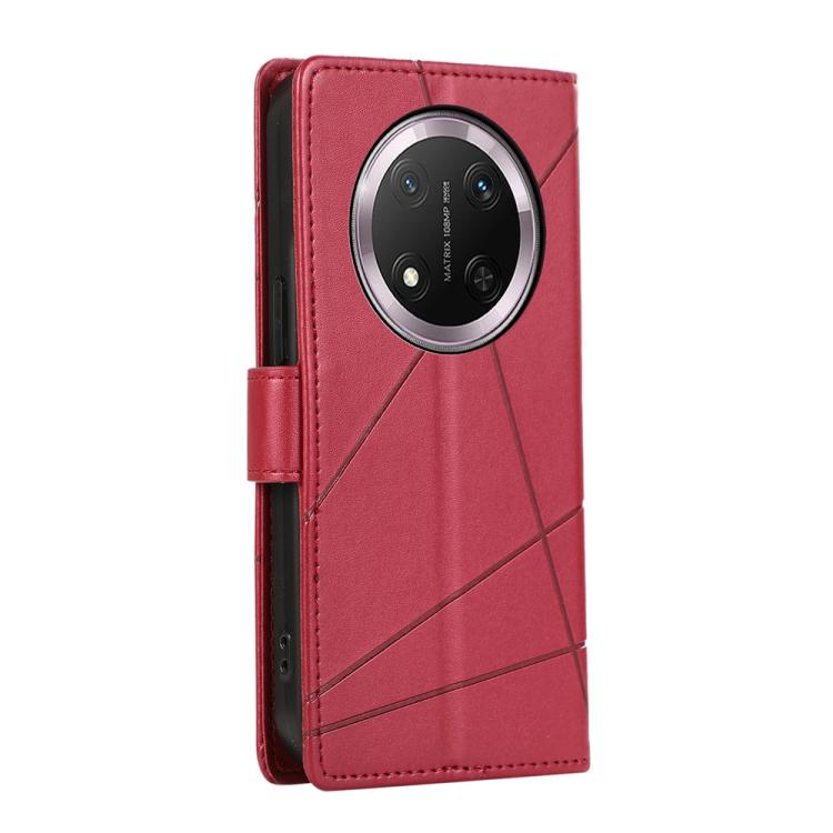 For Honor X9c Global / Magic7 Lite PU Genuine Leather Texture Embossed Line Phone Case