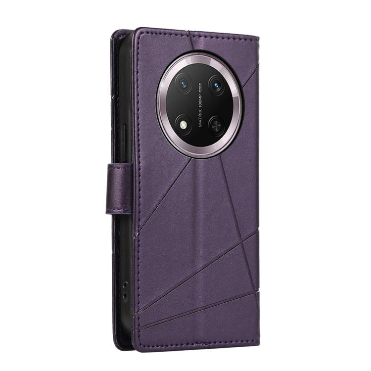 For Honor X9c Global / Magic7 Lite PU Genuine Leather Texture Embossed Line Phone Case