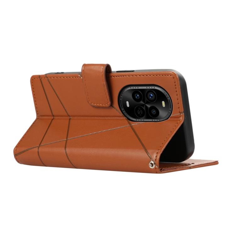 For Huawei nova 13 Pro PU Genuine Leather Texture Embossed Line Phone Case
