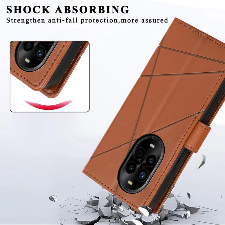 For Huawei nova 13 Pro PU Genuine Leather Texture Embossed Line Phone Case