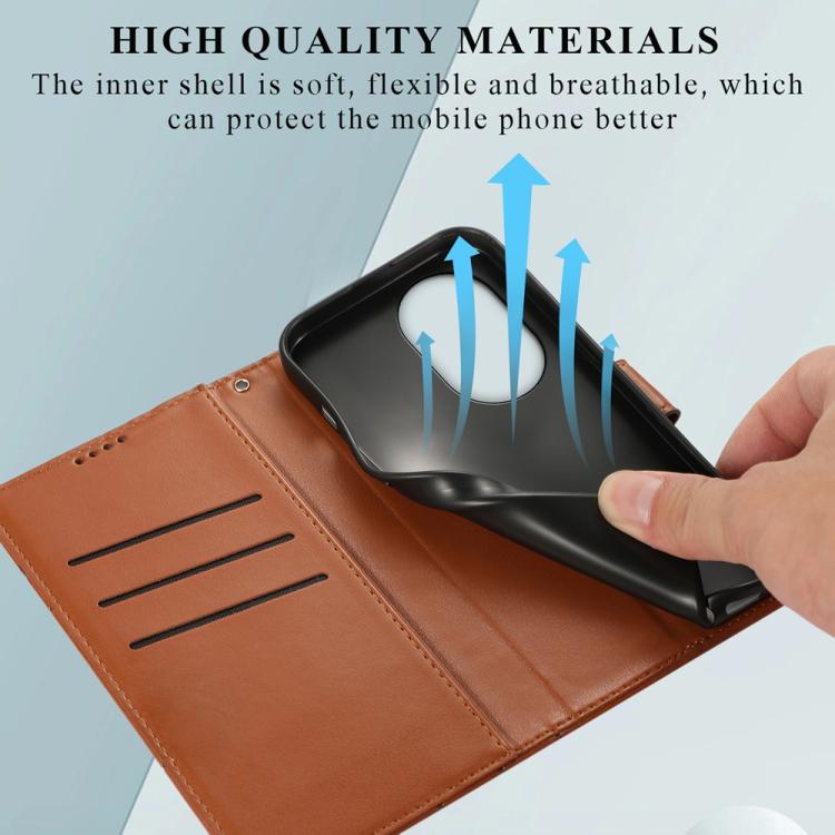 For Huawei nova 13 Pro PU Genuine Leather Texture Embossed Line Phone Case