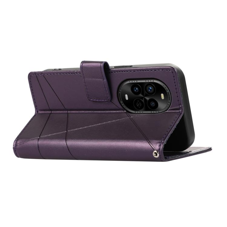 For Huawei nova 13 Pro PU Genuine Leather Texture Embossed Line Phone Case