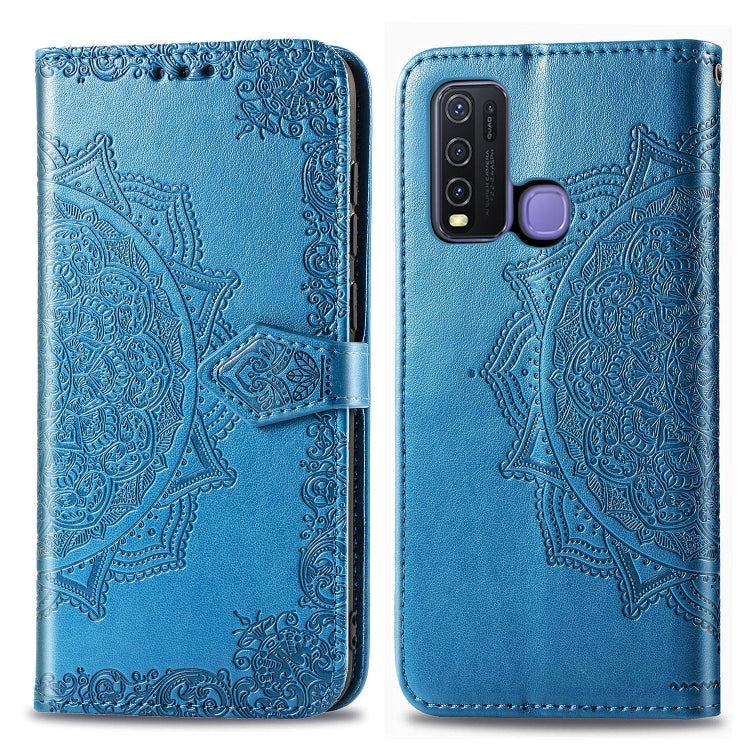 For Vivo Y50 Halfway Mandala Embossing Pattern Horizontal Flip PU Leather Case with Card Slots & Holder & Wallet