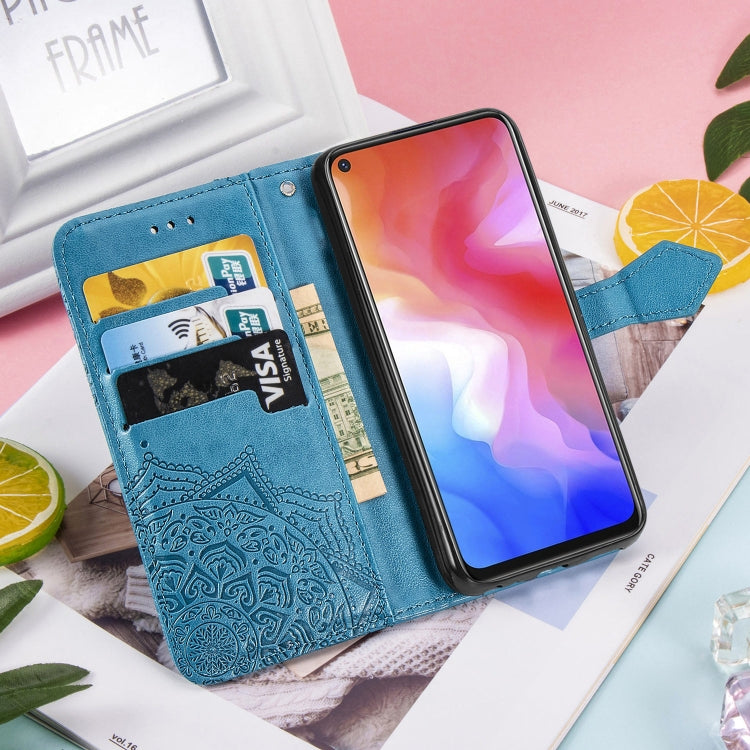 For Vivo Y50 Halfway Mandala Embossing Pattern Horizontal Flip PU Leather Case with Card Slots & Holder & Wallet