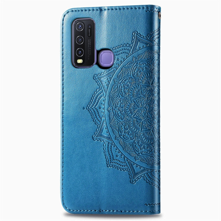 For Vivo Y50 Halfway Mandala Embossing Pattern Horizontal Flip PU Leather Case with Card Slots & Holder & Wallet