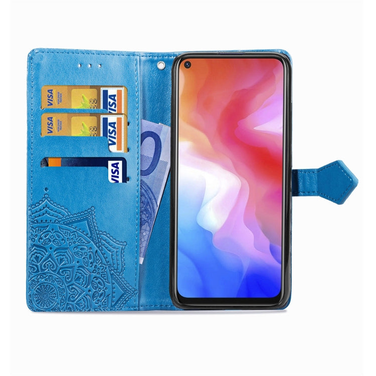 For Vivo Y50 Halfway Mandala Embossing Pattern Horizontal Flip PU Leather Case with Card Slots & Holder & Wallet