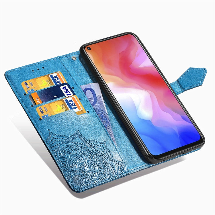 For Vivo Y50 Halfway Mandala Embossing Pattern Horizontal Flip PU Leather Case with Card Slots & Holder & Wallet
