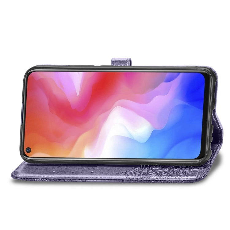 For Vivo Y50 Halfway Mandala Embossing Pattern Horizontal Flip PU Leather Case with Card Slots & Holder & Wallet