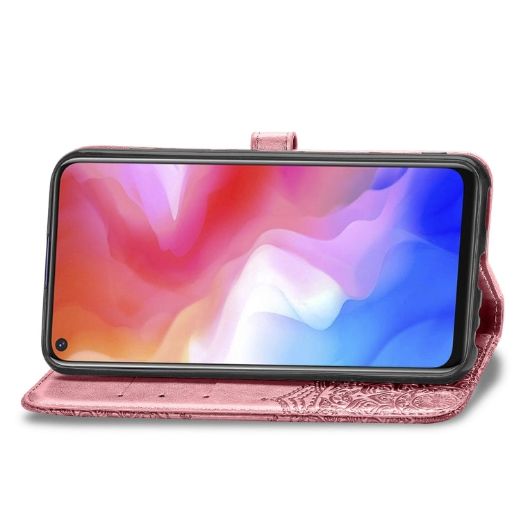 For Vivo Y50 Halfway Mandala Embossing Pattern Horizontal Flip PU Leather Case with Card Slots & Holder & Wallet