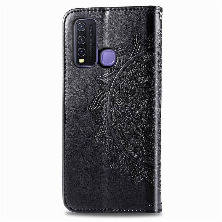 For Vivo Y50 Halfway Mandala Embossing Pattern Horizontal Flip PU Leather Case with Card Slots & Holder & Wallet