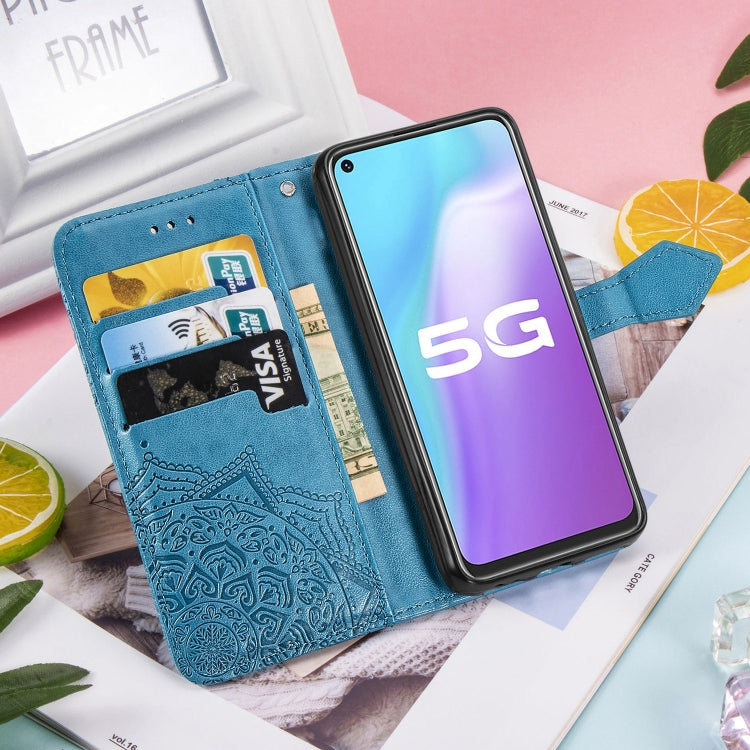 For Vivo Y70s Halfway Mandala Embossing Pattern Horizontal Flip PU Leather Case with Card Slots & Holder & Wallet