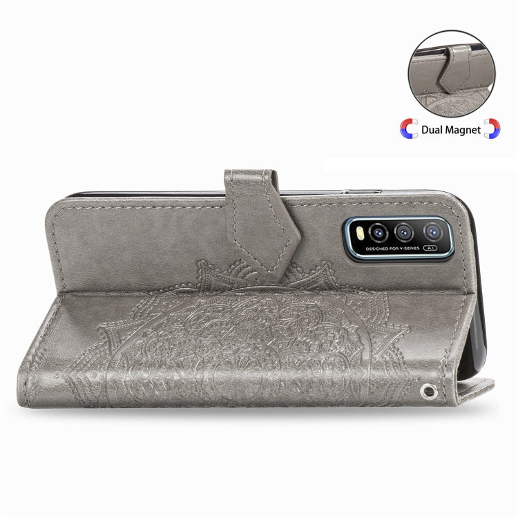 For Vivo Y70s Halfway Mandala Embossing Pattern Horizontal Flip PU Leather Case with Card Slots & Holder & Wallet