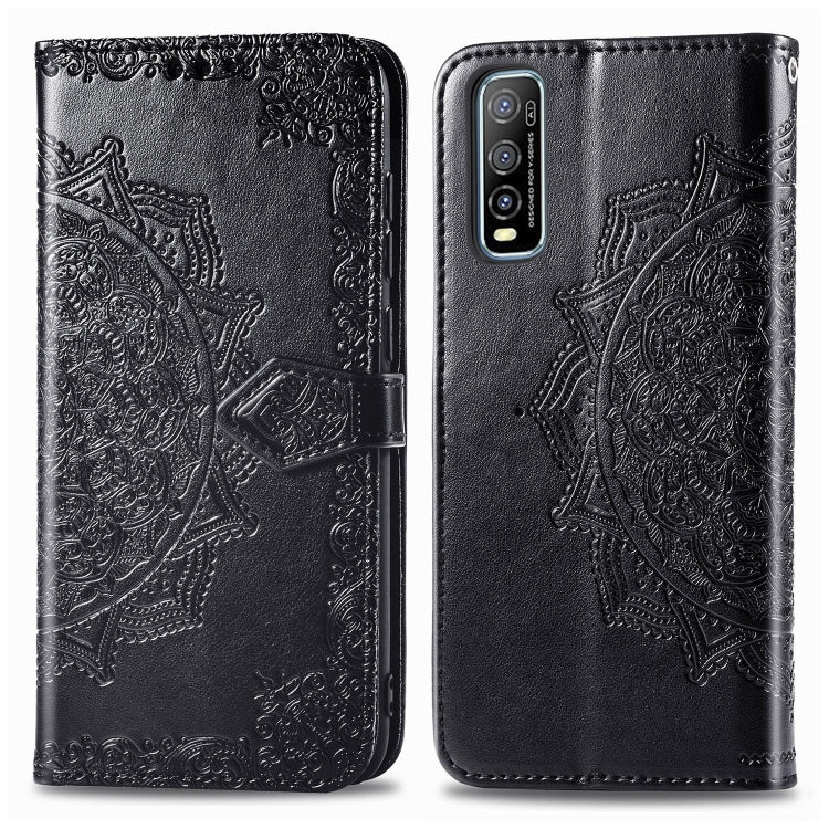 For Vivo Y70s Halfway Mandala Embossing Pattern Horizontal Flip PU Leather Case with Card Slots & Holder & Wallet
