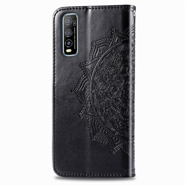 For Vivo Y70s Halfway Mandala Embossing Pattern Horizontal Flip PU Leather Case with Card Slots & Holder & Wallet