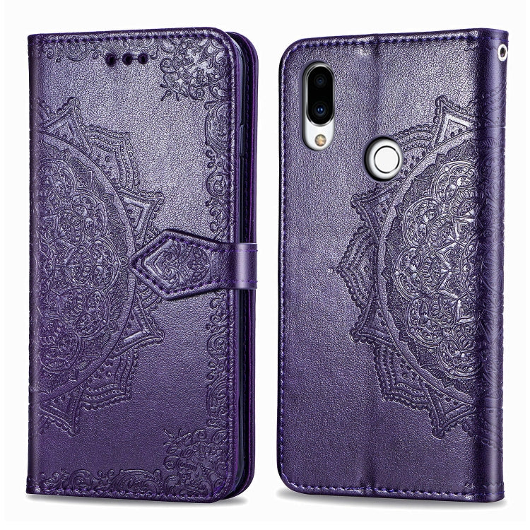 For Meizu Note 9 Halfway Mandala Embossing Pattern Horizontal Flip PU Leather Case with Card Slots & Holder & Wallet