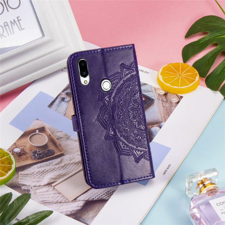 For Meizu Note 9 Halfway Mandala Embossing Pattern Horizontal Flip PU Leather Case with Card Slots & Holder & Wallet