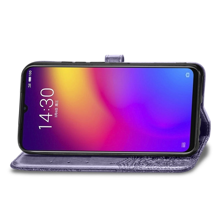 For Meizu Note 9 Halfway Mandala Embossing Pattern Horizontal Flip PU Leather Case with Card Slots & Holder & Wallet