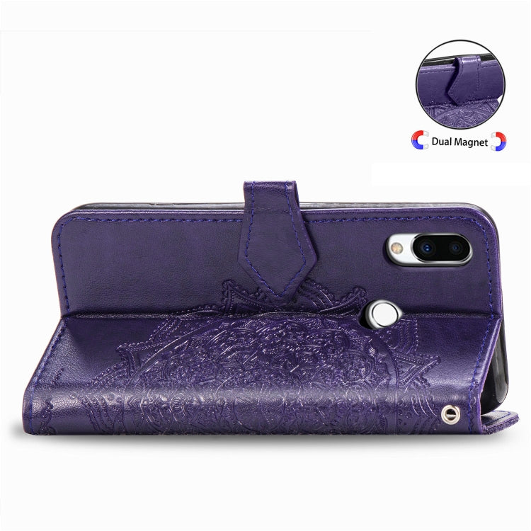 For Meizu Note 9 Halfway Mandala Embossing Pattern Horizontal Flip PU Leather Case with Card Slots & Holder & Wallet
