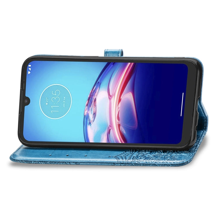 For Motorola Moto E6s (2020) Halfway Mandala Embossing Pattern Horizontal Flip PU Leather Case with Card Slots & Holder & Wallet