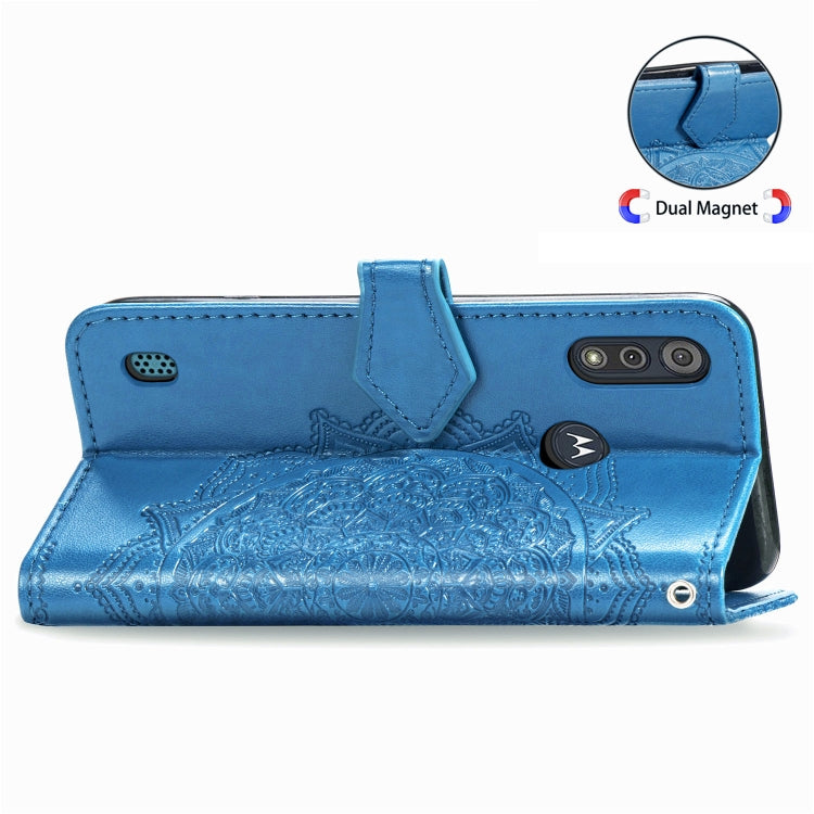 For Motorola Moto E6s (2020) Halfway Mandala Embossing Pattern Horizontal Flip PU Leather Case with Card Slots & Holder & Wallet