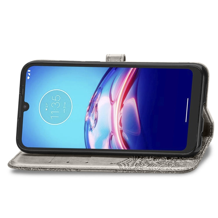 For Motorola Moto E6s (2020) Halfway Mandala Embossing Pattern Horizontal Flip PU Leather Case with Card Slots & Holder & Wallet