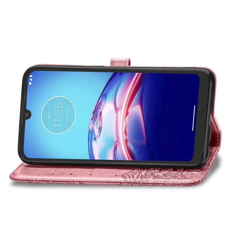 For Motorola Moto E6s (2020) Halfway Mandala Embossing Pattern Horizontal Flip PU Leather Case with Card Slots & Holder & Wallet