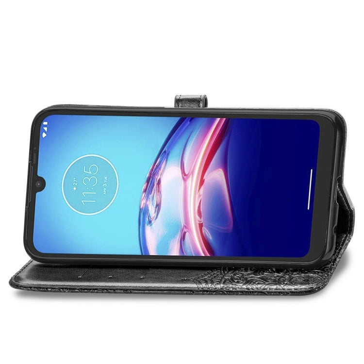 For Motorola Moto E6s (2020) Halfway Mandala Embossing Pattern Horizontal Flip PU Leather Case with Card Slots & Holder & Wallet