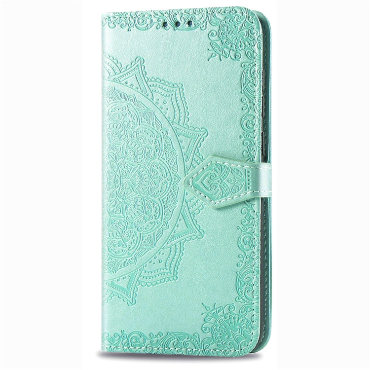 For Samsung A21 (US Version) Halfway Mandala Embossing Pattern Horizontal Flip PU Leather Case with Card Slots & Holder & Wallet