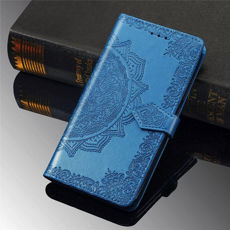For Samsung A21 (US Version) Halfway Mandala Embossing Pattern Horizontal Flip PU Leather Case with Card Slots & Holder & Wallet
