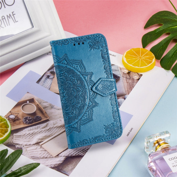 For Samsung A21 (US Version) Halfway Mandala Embossing Pattern Horizontal Flip PU Leather Case with Card Slots & Holder & Wallet