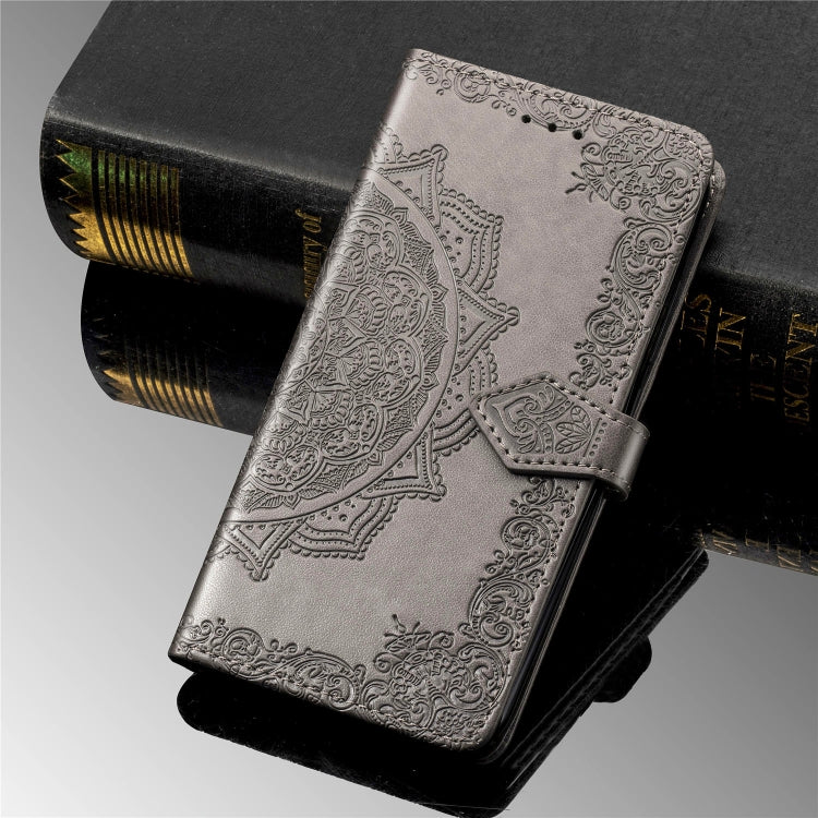 For Samsung A21 (US Version) Halfway Mandala Embossing Pattern Horizontal Flip PU Leather Case with Card Slots & Holder & Wallet