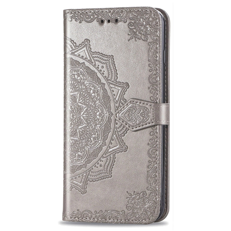 For Samsung A21 (US Version) Halfway Mandala Embossing Pattern Horizontal Flip PU Leather Case with Card Slots & Holder & Wallet