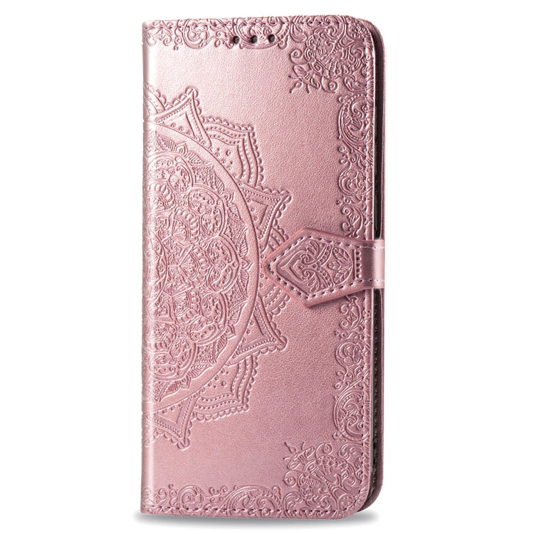 For Samsung A21 (US Version) Halfway Mandala Embossing Pattern Horizontal Flip PU Leather Case with Card Slots & Holder & Wallet